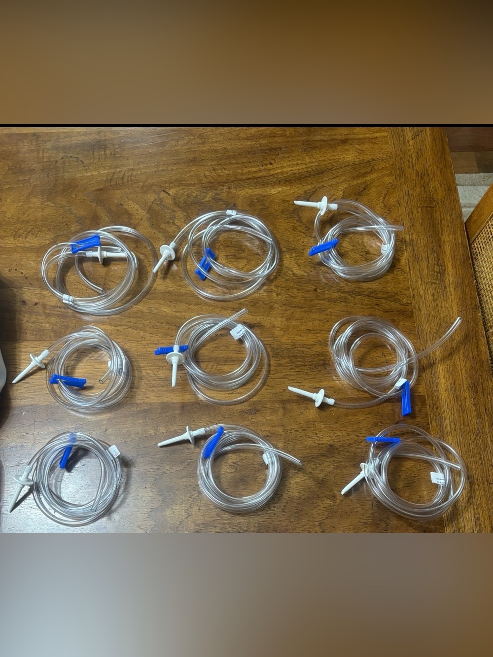 9pcs Clear Medical IV Tubing Sets with Blue Flow Clamp Dental Irrigation Tubing